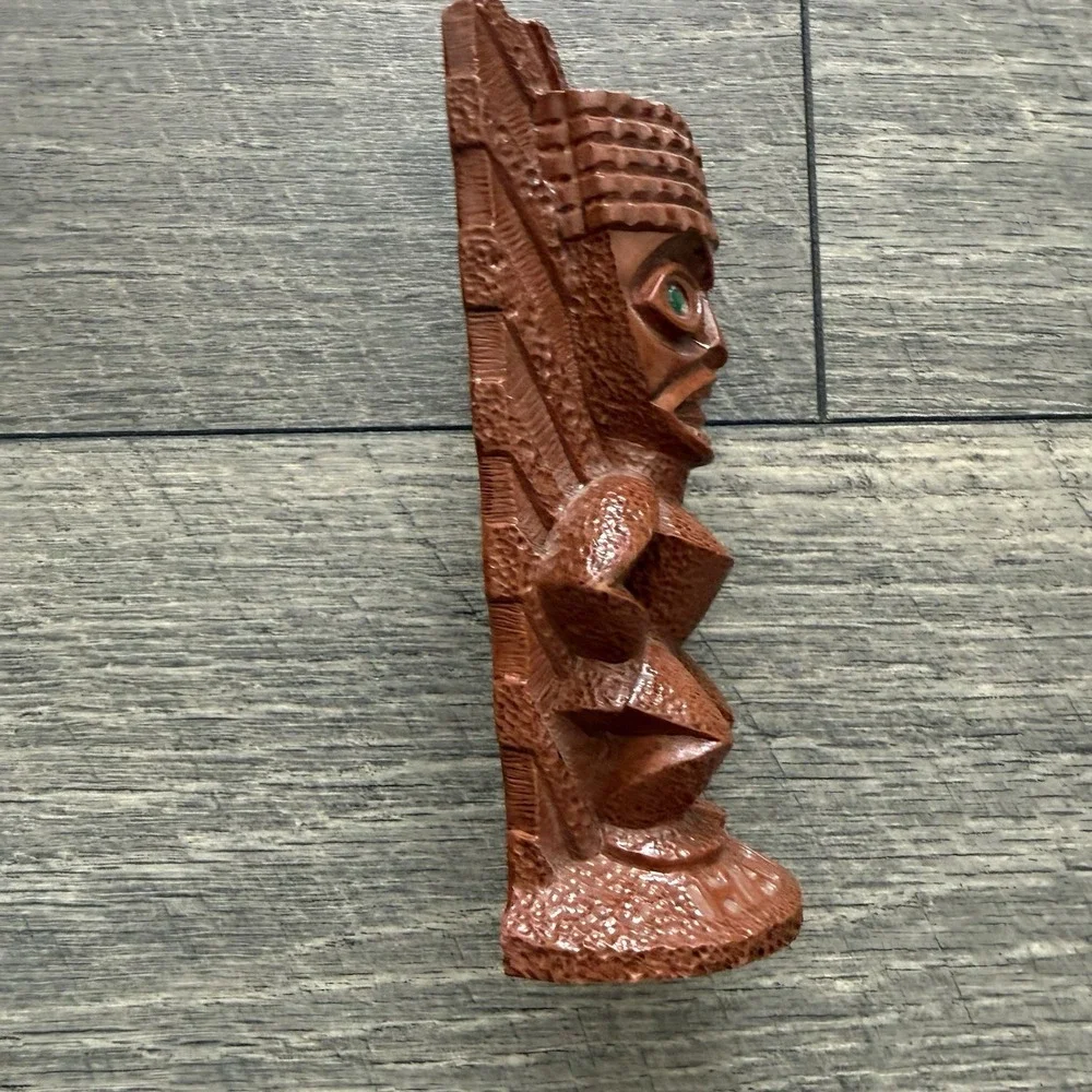 VTG 70s Coco Joe's Hawaii Tiki Wall Plaque #16-043 Polynesian Idol Green Eyes